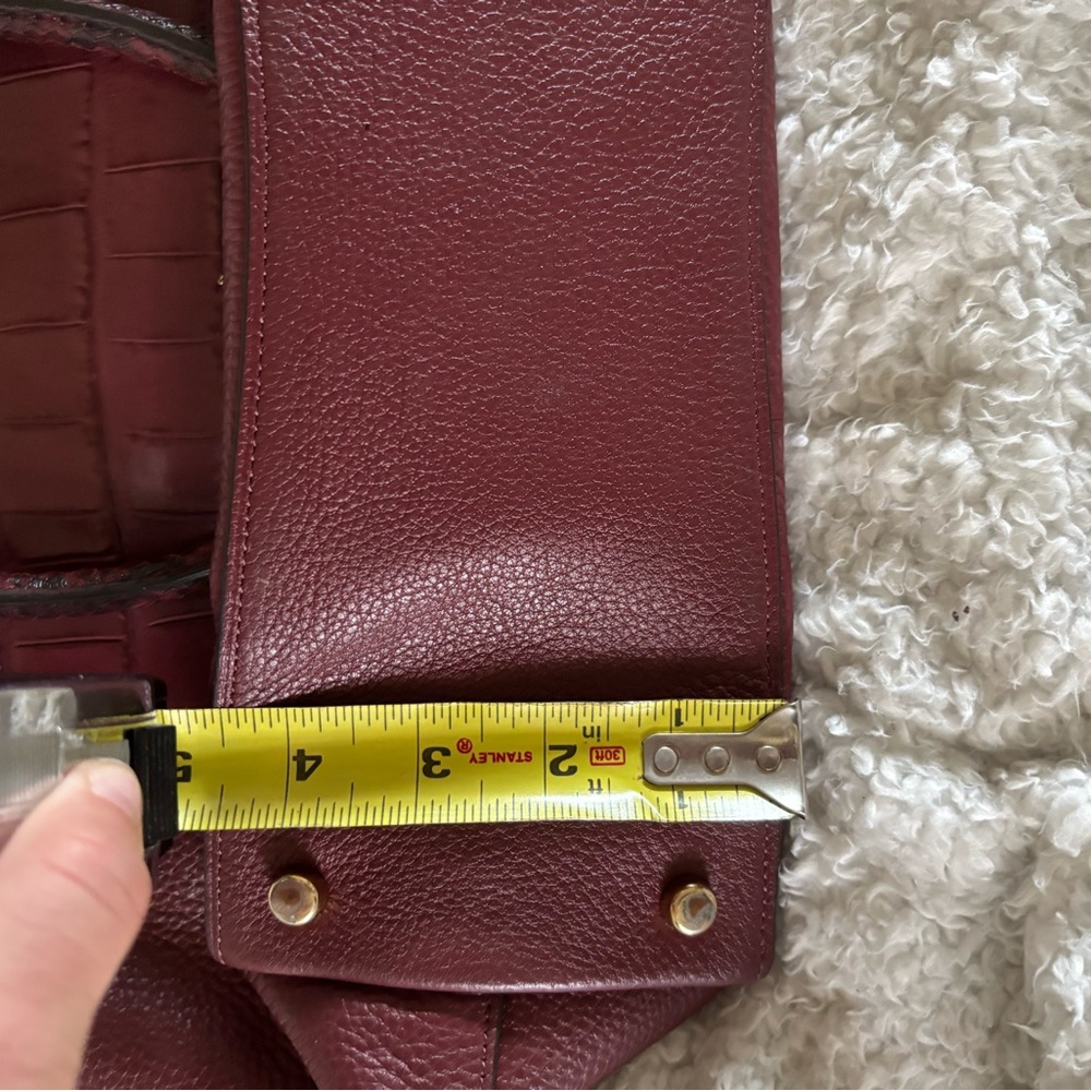 Coach Burgundy Croc-Embossed Leather Satchel with Gold Hardware - Picture 7 of 8